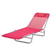 Outsunny Folding Chaise Lounge Chair, Pool Sun Tanning Chair, Outdoor Lounge Chair with Reclining Back, Breathable Mesh Seat, Headrest for Beach, Yard, Patio, Pink - DTYStore