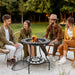 30" Outdoor Fire Pit Dining Table, 3-in-1 Round Wood Burning Fire Pit Bowl, Patio Ice Bucket with Storage Shelf, Spark Screen Cover for BBQ, Bonfire, Camping, Mosaic - DTYStore