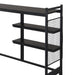 Full size Metal Daybed with Movable Desk, Metal Grid, Shelves and Clothes Hanger, Black - DTYStore