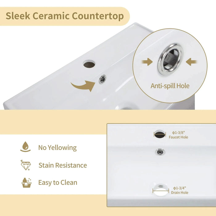 21.6' Open-shelving Bathroom Vanity with Ceramic Sink and Soft-Closing Door, Cloakroom Open Shelf Storage Cabinet on the Left Side, Assembly Required, Grey 24VB06-21MGL***CONTACT SELLER FOR STOCK*** Default -DTYStore