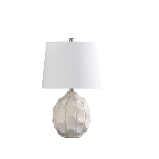 21.75' In Coastal Seaside Cream/Taupe Trim Cascade Scallop Ceramic Table Lamp Default -DTYStore