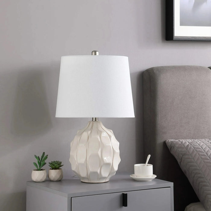 21.75' In Coastal Seaside Cream/Taupe Trim Cascade Scallop Ceramic Table Lamp Default -DTYStore