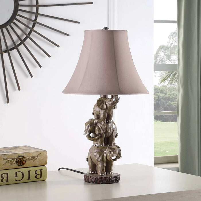 21' In Wildlife 3 Stacked Elephants Polyresin Table Lamp Default -DTYStore