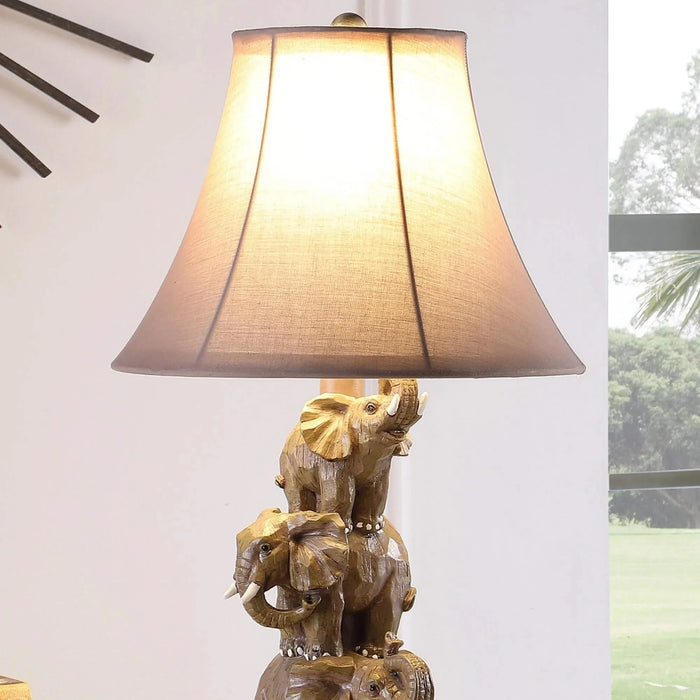 21' In Wildlife 3 Stacked Elephants Polyresin Table Lamp Default -DTYStore