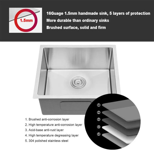 21 Inch Undermount Sink - 21' x 18' x 9' Undermount Stainless Steel Kitchen Sink 16 Gauge 9 Inch Deep Single Bowl Kitchen Sink Basin, Includes Drain Assembly (No Additional Accessories) Default -DTYStore