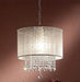21' Tall Ceiling Lamp 'Bhavya' w/ Gold finish and Crystal Accents, White Shade Default -DTYStore