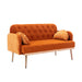 Modern Velvet Loveseat Sofa , Comfy Upholstered 2-Seater Sofa with Gold Metal Legs, Small Loveseat Accent Couch for Living Bedroom Leisure Areas (Orange Velvet) - DTYStore