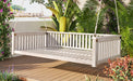 Patio Minimalist Twin Size Garden Swing Bed Wood Porch Swing with Ropes for Backyard, Safe Sloped Design, White - DTYStore