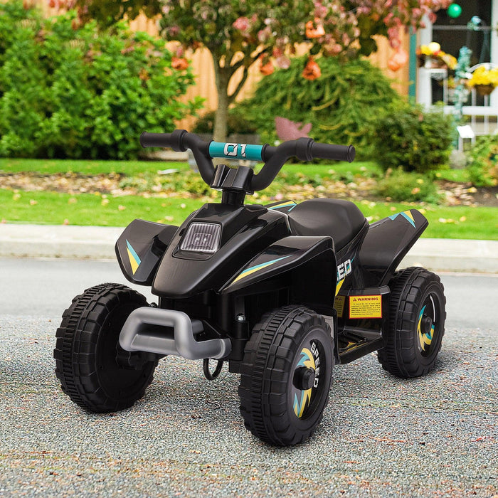 6V Kids ATV 4-Wheeler Ride on Car, Electric Motorized Quad Battery Powered Vehicle with Forward/Reverse Switch for 18-36 Months Old Toddlers, Black - DTYStore