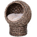 Handwoven Elevated Cat Bed with Soft Cushion & Cat Egg Chair Shape, Cat Basket Bed Kitty House with Stand, Raised Wicker Cat Bed for Indoor Cats, 23.5" H, Gray - DTYStore
