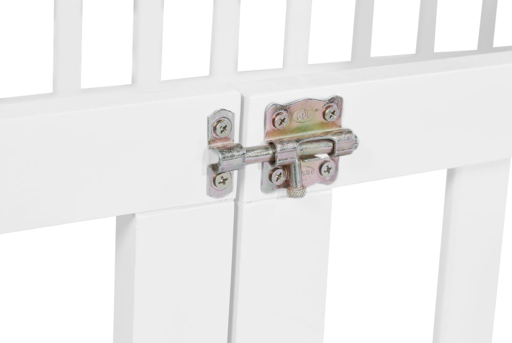 Twin Over Twin Floor Bunk Bed with Slide, Ladder, Door, Safety Guardrails, Solid Pine Wood Bunk Bed ,White