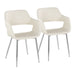 Margarite Contemporary Dining/Accent Chair in Chrome Metal and Cream Faux Leather by LumiSource - Set of 2 - DTYStore