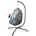 Swing Egg Chair with Stand Indoor Outdoor Wicker Rattan Patio Basket Hanging Chair with C Type bracket , with cushion and pillow,Patio Wicker folding Hanging Chair( Special construction cup holder - DTYStore