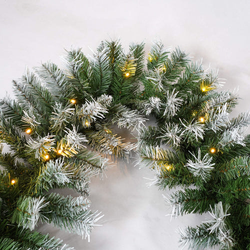 Artificial Christmas 3-Piece Set Wreath and 2 Entrance Trees with LED Lights in White+Green, Premium PVC with Metal Stand, 4 ft Height - Image 17