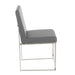 High Back Fuji Contemporary Dining Chair in Stainless Steel and Grey Faux Leather by LumiSource - Set of 2 - DTYStore