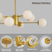 Modern 8-Light Gold Chandelier with White Glass Globe Shades, Mid-Century Branching Design, Elegant Ceiling Light Fixture for Dining Room, Living Room, or Bedroom (No Bulbs) - DTYStore