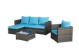 3 Pieces Patio Furniture Set,Outdoor Woven Sectional L- Shaped Patio Furniture ,Wicker Conversation Set with single sofa, and Detachable Lounger &Coffee Table for Backyard Poolside - DTYStore