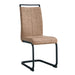 Dining Chairs,tech cloth High Back Upholstered Side Chair with C-shaped Tube Black Metal Legs for Dining Room Kitchen Vanity Patio Club Guest Office chair (Set of 2) Brown1162 - DTYStore