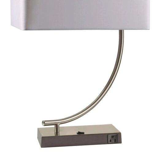 22.5' Tall Metal Table Lamp with Silver finish and Curved design, White Shade Default -DTYStore