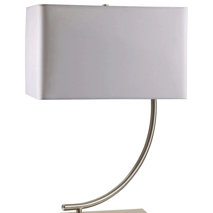22.5' Tall Metal Table Lamp with Silver finish and Curved design, White Shade Default -DTYStore