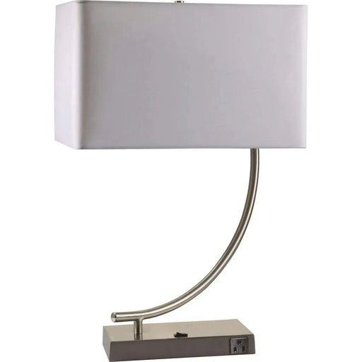 22.5' Tall Metal Table Lamp with Silver finish and Curved design, White Shade Default -DTYStore