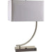 22.5' Tall Metal Table Lamp with Silver finish and Curved design, White Shade Default -DTYStore