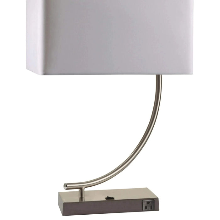 22.5' Tall Metal Table Lamp with Silver finish and Curved design, White Shade Default -DTYStore