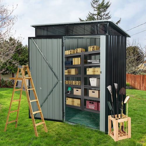 Modern Outdoor Metal Storage Shed with Transparent Plate in Black Iron and Plastic, 5ft x 3ft - Image 2