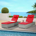 Outdoor Chaise Lounge Chair Set of 2 with Patio Pool Chairs Tanning Lounges for Outside,Beach Rattan Recliners with Adjustable Backrest, Table, Cushion for Poolside Backyard Garden - DTYStore