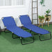 Outsunny 2 Piece Folding Chaise Lounge Pool Chairs, Outdoor Sun Tanning Chairs with 5-Level Reclining Back, Steel Frame for Beach, Yard, Patio, Blue - DTYStore