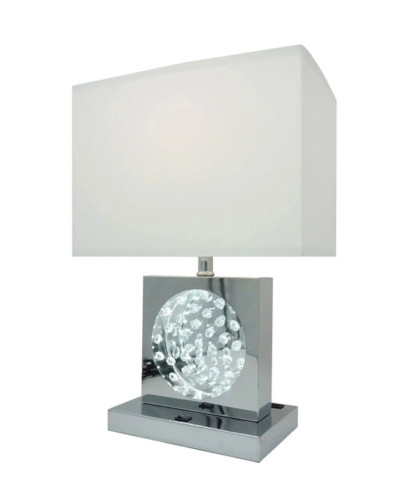 22'H CHROME SQUARE CRYSTAL CENTERPIECE with Night Light + USB Port + Power Outlet Default -DTYStore