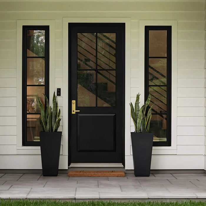 22'Tall Planter Set of 2, Outdoor＆Indoor Black Planter Pots, High Front Porch Planter Pots with Drainage Holes＆Water Level Monitor＆Inner Bucket, Automatic Watering, Black Default -DTYStore