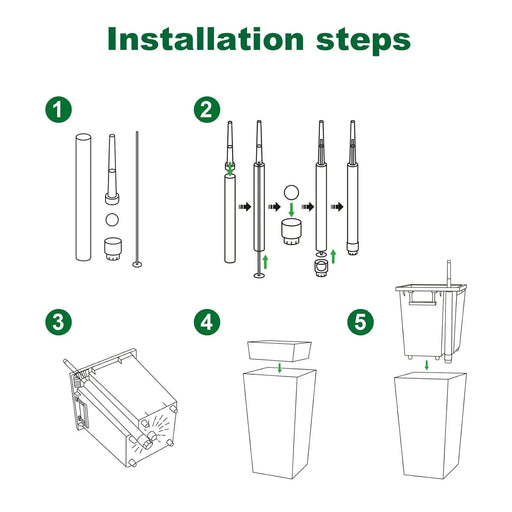 22'Tall Planter Set of 2, Outdoor＆Indoor Black Planter Pots, High Front Porch Planter Pots with Drainage Holes＆Water Level Monitor＆Inner Bucket, Automatic Watering, Black Default -DTYStore