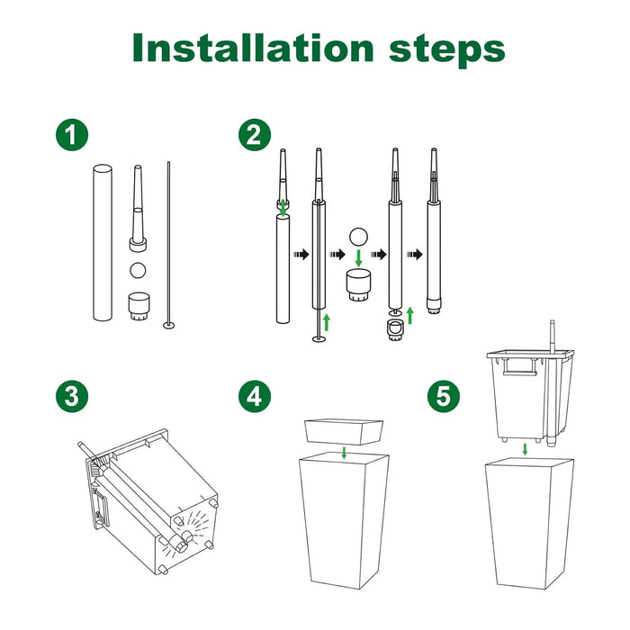 22'Tall Planter Set of 2, Outdoor＆Indoor Black Planter Pots, High Front Porch Planter Pots with Drainage Holes＆Water Level Monitor＆Inner Bucket, Automatic Watering, Black Default -DTYStore