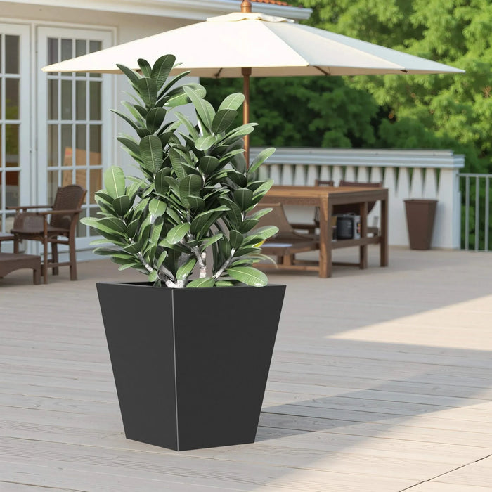 22' H Tall Metal Tapered Planter – Large Outdoor & Indoor Garden Plant Pot with Drainage Hole and Rubber Plug, Stylish Burnished Black Finish for Home and Patio Default -DTYStore