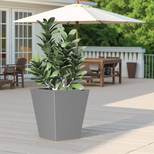 22' H Tall Metal Tapered Planter – Large Outdoor & Indoor Garden Plant Pot with Drainage Hole and Rubber Plug, Stylish Burnished Grey Finish for Home and Patio Default -DTYStore