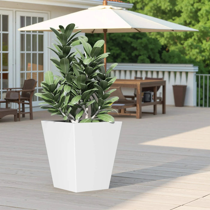 22' H Tall Metal Tapered Planter – Large Outdoor & Indoor Garden Plant Pot with Drainage Hole and Rubber Plug, Stylish Burnished White Finish for Home and Patio Default -DTYStore