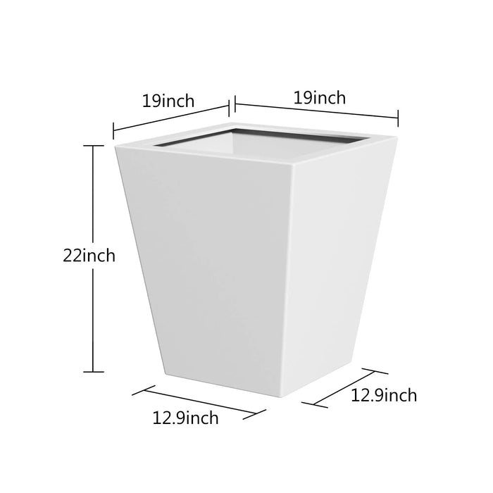 22' H Tall Metal Tapered Planter – Large Outdoor & Indoor Garden Plant Pot with Drainage Hole and Rubber Plug, Stylish Burnished White Finish for Home and Patio Default -DTYStore