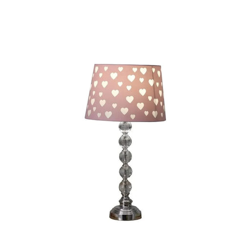 22' Heart Crystal Stacked Orb Metal Table Lamp 'Ariel' Pink / White Default -DTYStore
