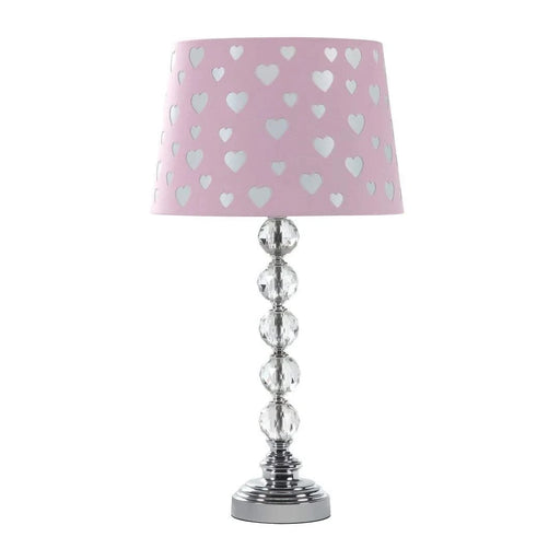 22' Heart Crystal Stacked Orb Metal Table Lamp 'Ariel' Pink / White Default -DTYStore