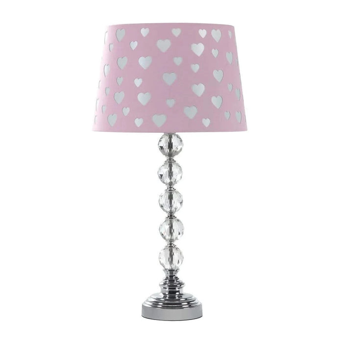 22' Heart Crystal Stacked Orb Metal Table Lamp 'Ariel' Pink / White Default -DTYStore