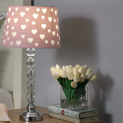 22' Heart Crystal Stacked Orb Metal Table Lamp 'Ariel' Pink / White Default -DTYStore