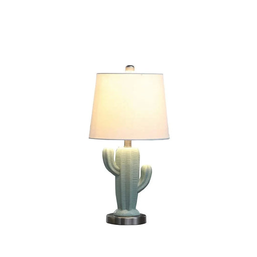 22' In Southwest Teal Ceramic Cactus Plant Modern Metal Table Lamp Default -DTYStore