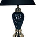 22' Tall Ceramic Table Lamp, Urn-Shaped with Black finish, Linen Shade Default -DTYStore