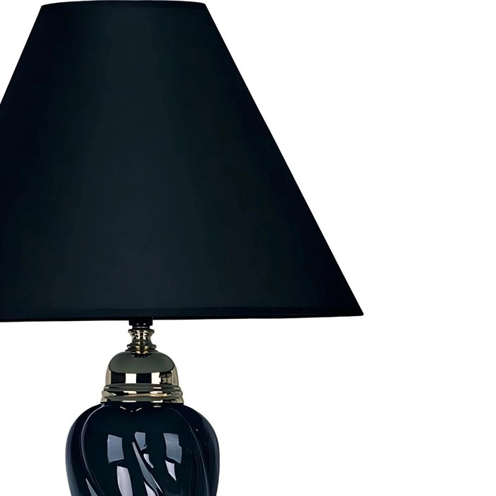 22' Tall Ceramic Table Lamp, Urn-Shaped with Black finish, Linen Shade Default -DTYStore