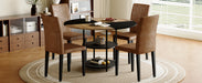 Table and chair set.A 47.3-inch diameter modern spliced color circular dining table - double-layer storage.Paired With 4 brown technology fabric dining chairs, simple and versatile, comfortable. - DTYStore
