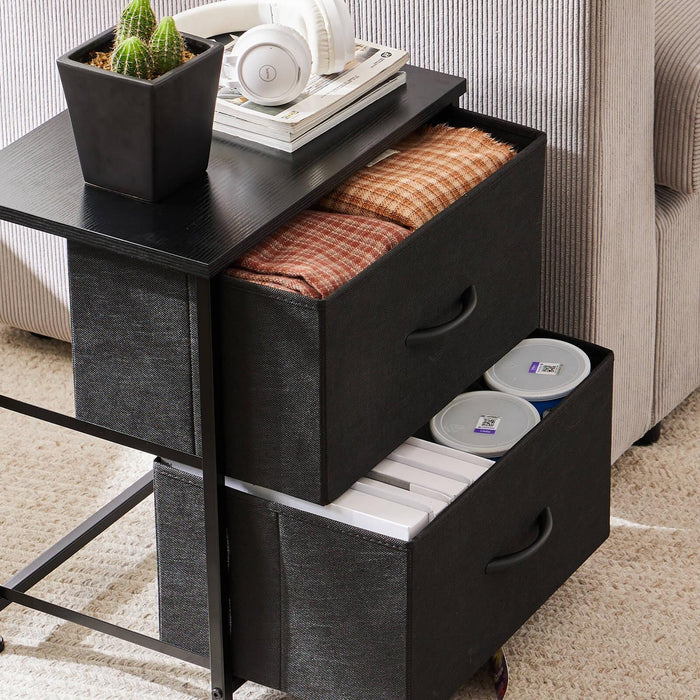 Drawers Dresser Chest of Drawers,Metal Frame and Wood Top,Black - DTYStore