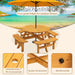 8 Person Wooden Picnic Table, Outdoor Camping Dining Table with Seat, Garden, DIY w/ 4 Built-in Benches, 2220lb Capacity - Natural - DTYStore
