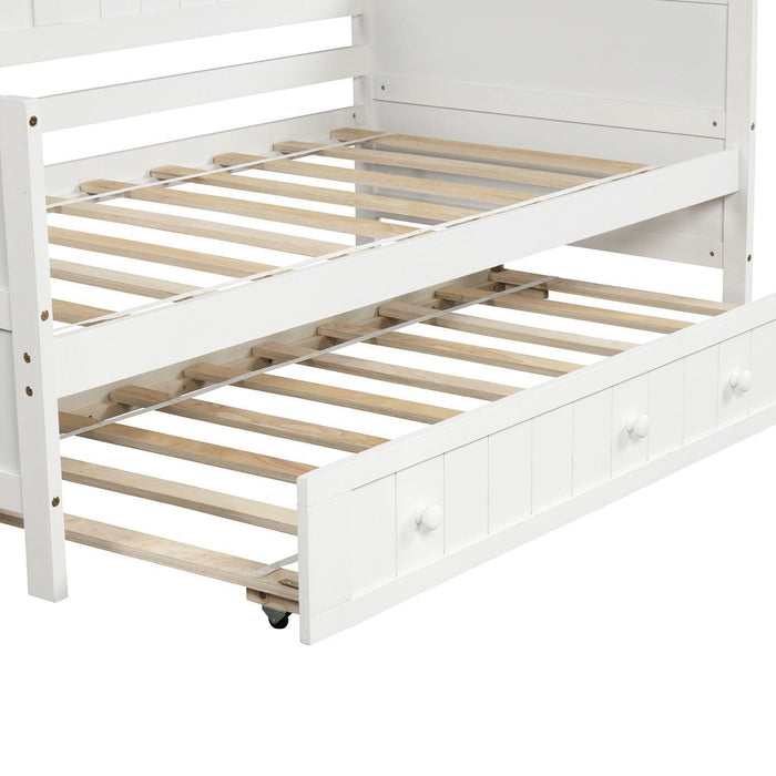 Twin Wooden Daybed with Trundle Bed, Sofa Bed for Bedroom Living Room - DTYStore