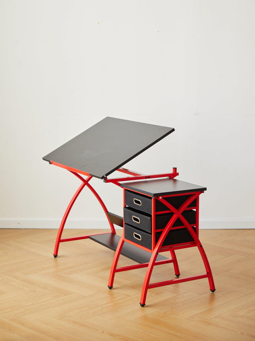 Drafting Table Red With Stool - DTYStore
